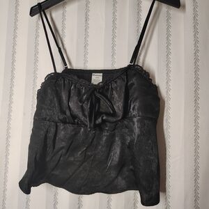 No Boundaries Black Satin Crop Top